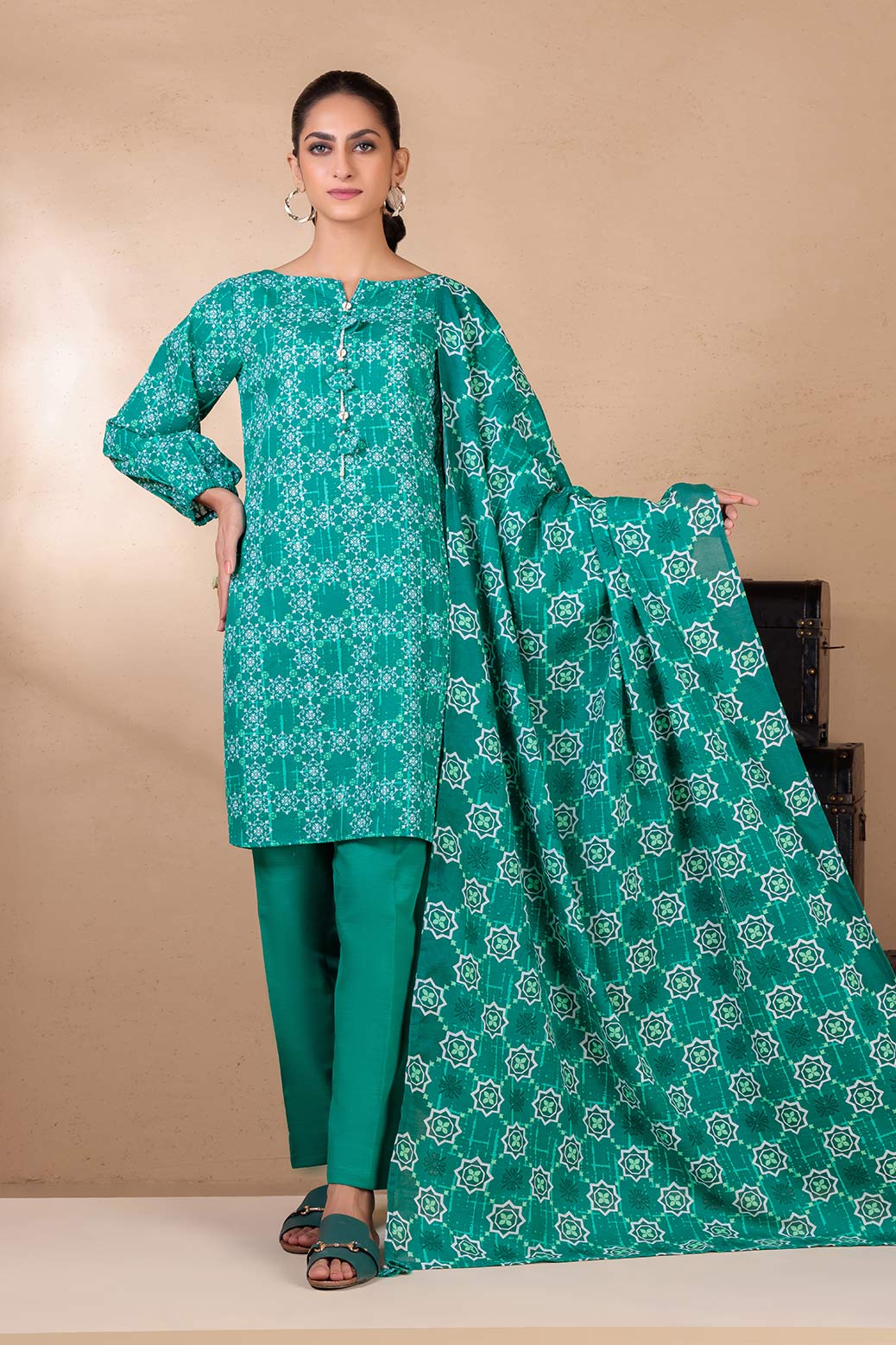 GREEN-KHADDAR-3 PIECE (WRS223P34)