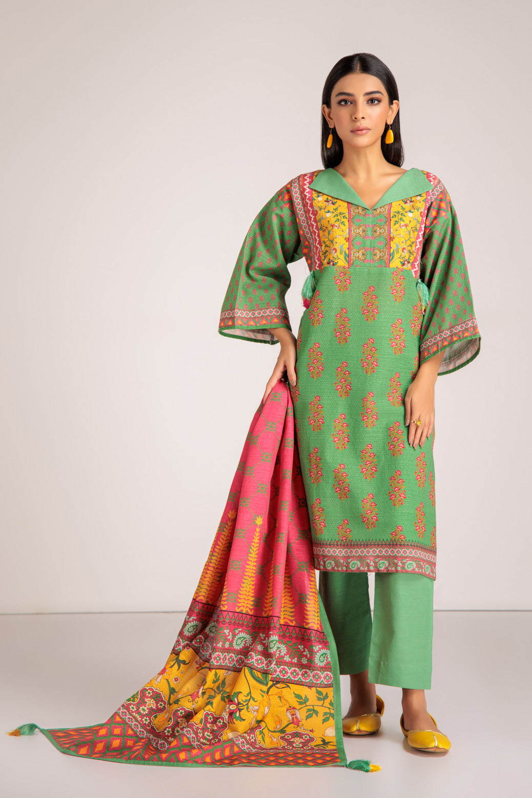 GREEN-KHADDAR-3 PIECE (WRS223P88)