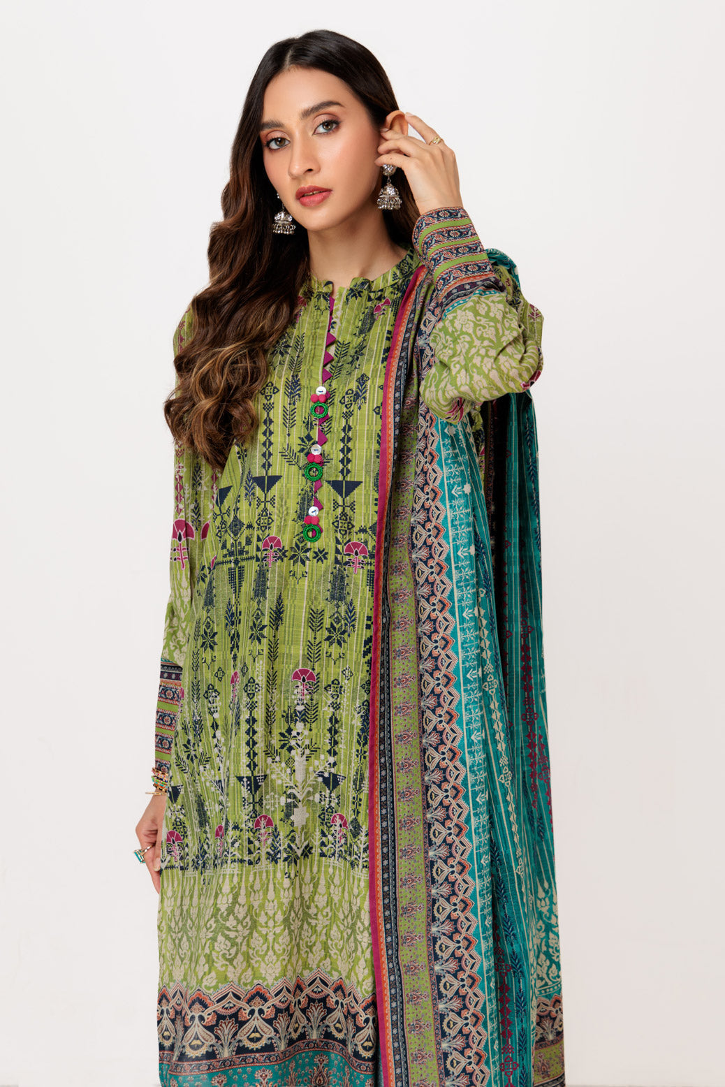 GREEN-KHADDAR-2 PIECE-SUIT (WSS222P04)