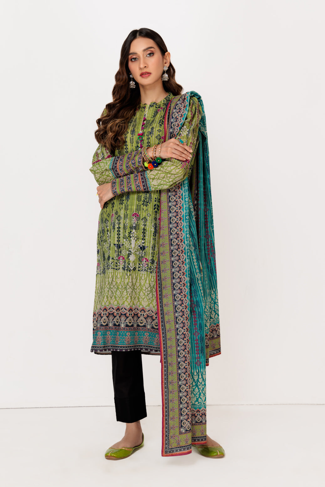 GREEN-KHADDAR-2 PIECE-SUIT (WSS222P04)