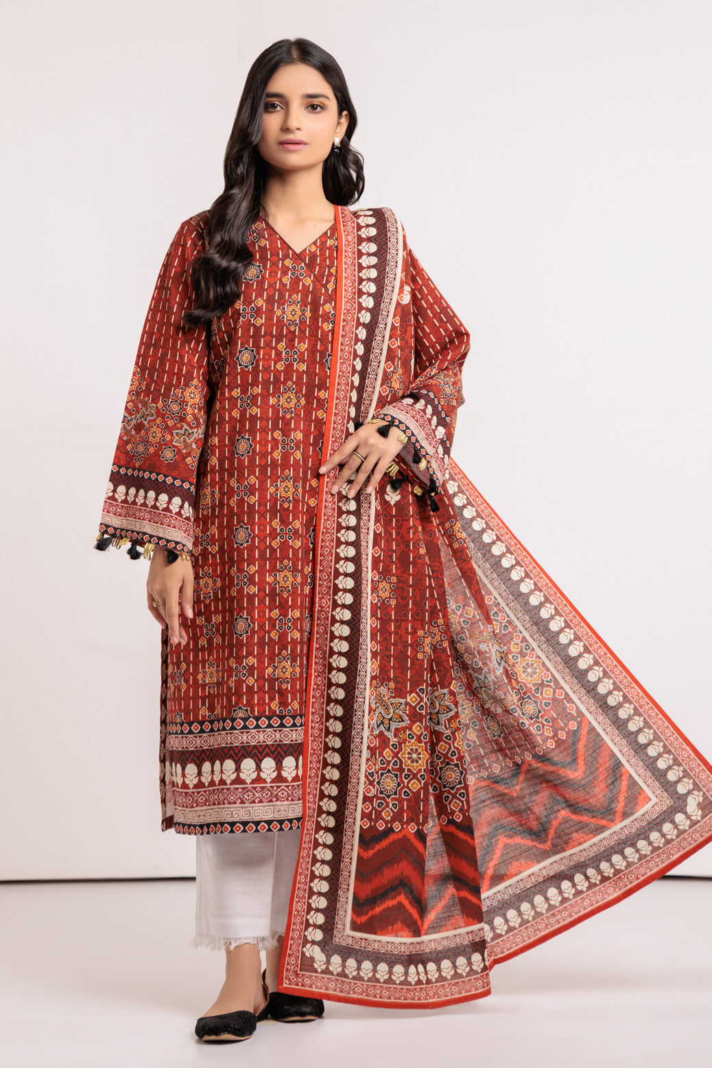 BROWN-KHADDAR-2 PIECE-SUIT (WSS222P21)