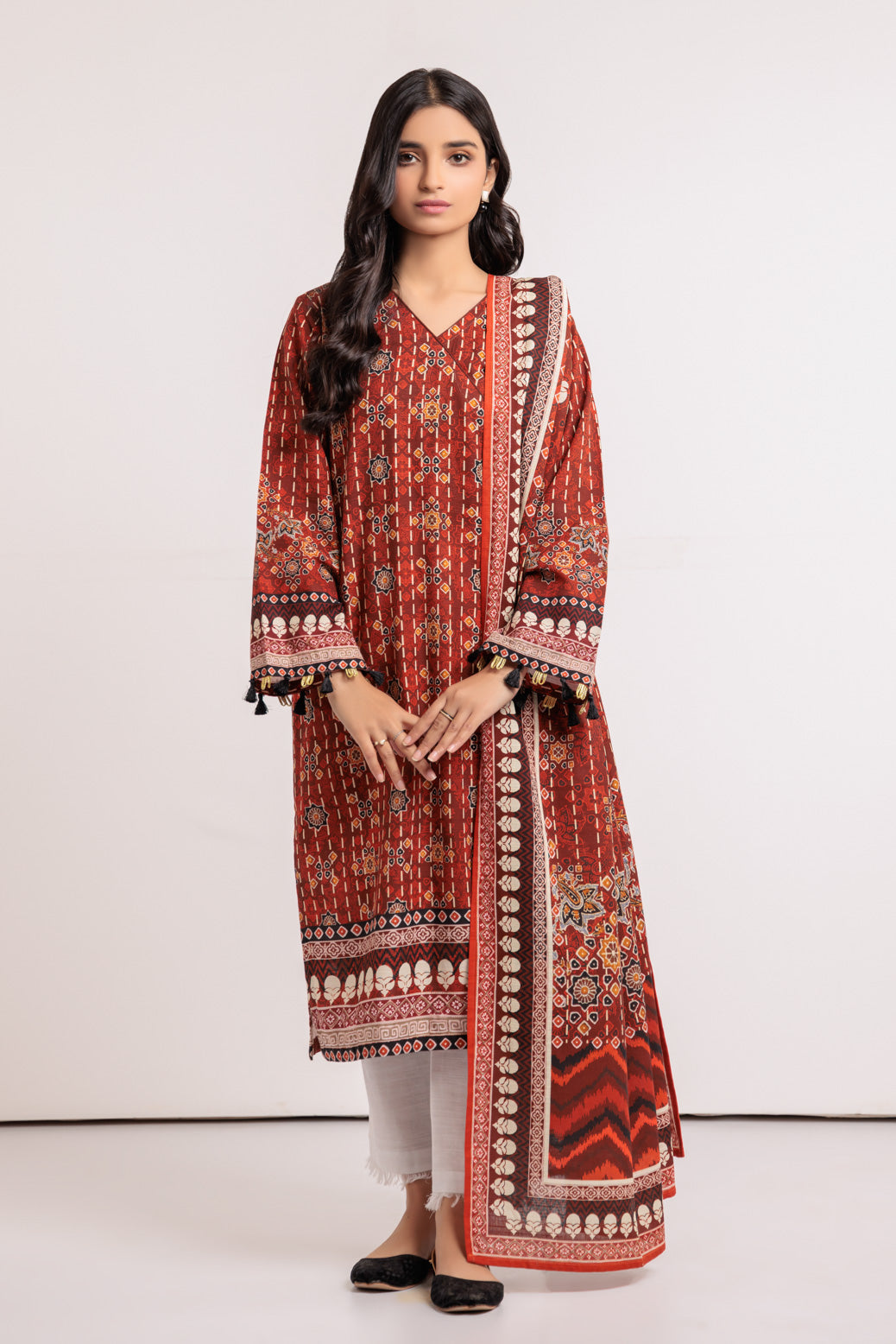 BROWN-KHADDAR-2 PIECE-SUIT (WSS222P21)