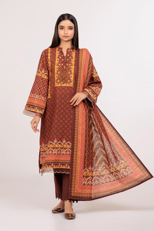 BROWN-KHADDAR-3 PIECE (WSS223P103)