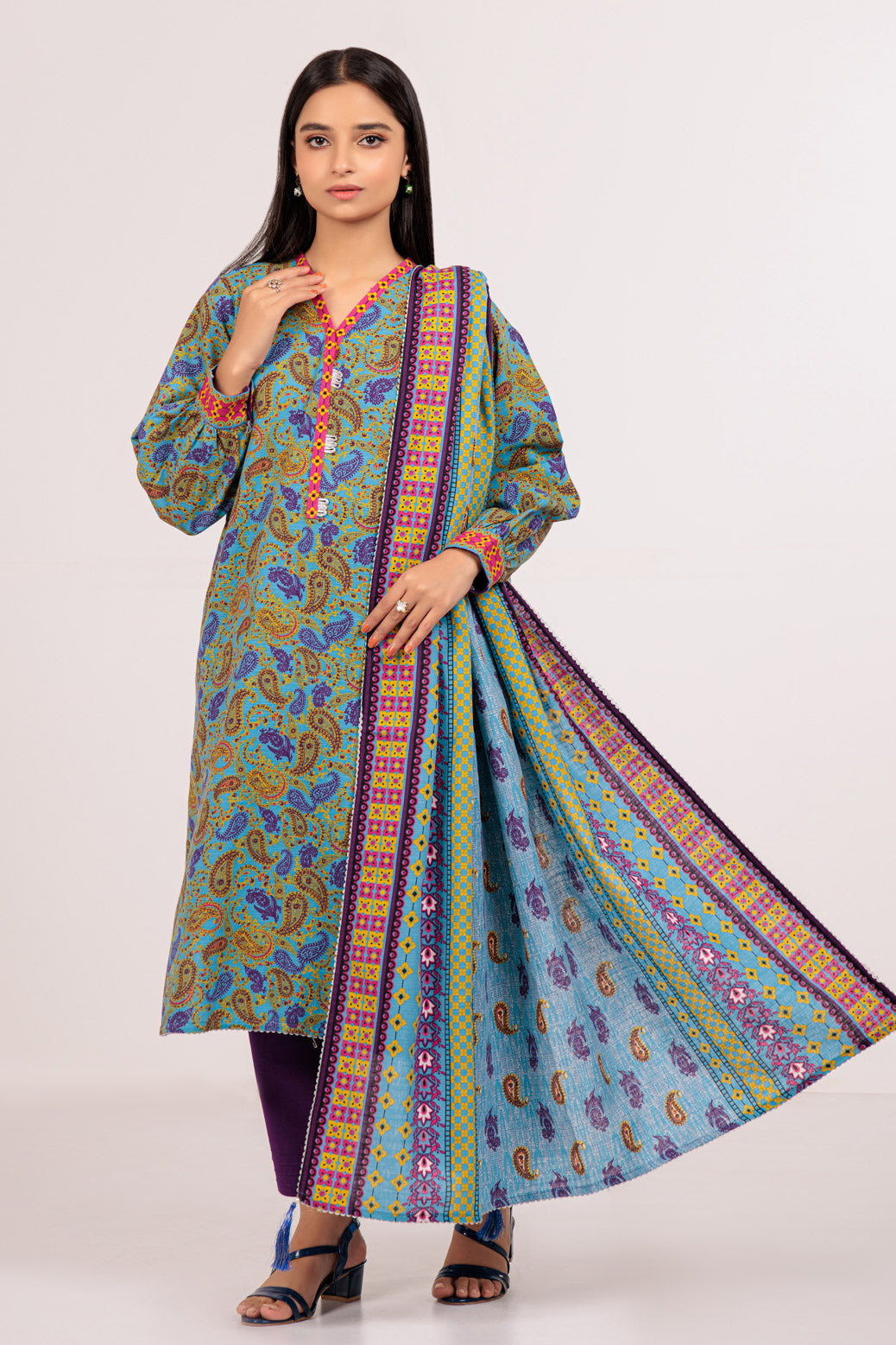 BLUE-KHADDAR-3 PIECE (WSS223P111)