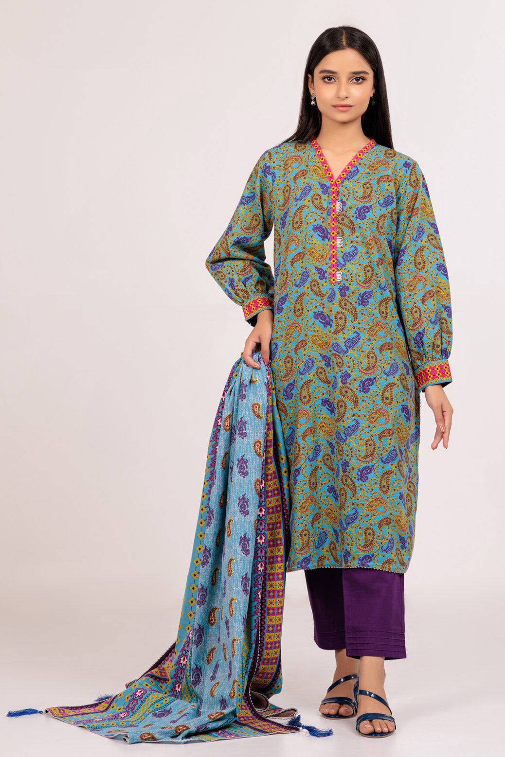 BLUE-KHADDAR-3 PIECE (WSS223P111)