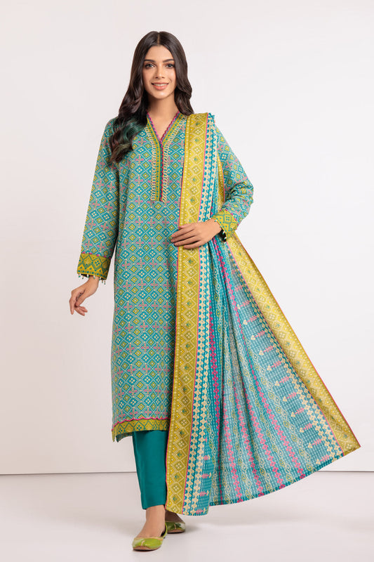 TEAL-KHADDAR-3 PIECE- (WSS223P26)