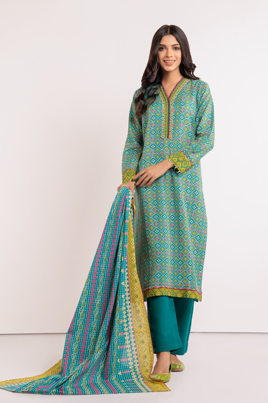 TEAL-KHADDAR-3 PIECE- (WSS223P26)