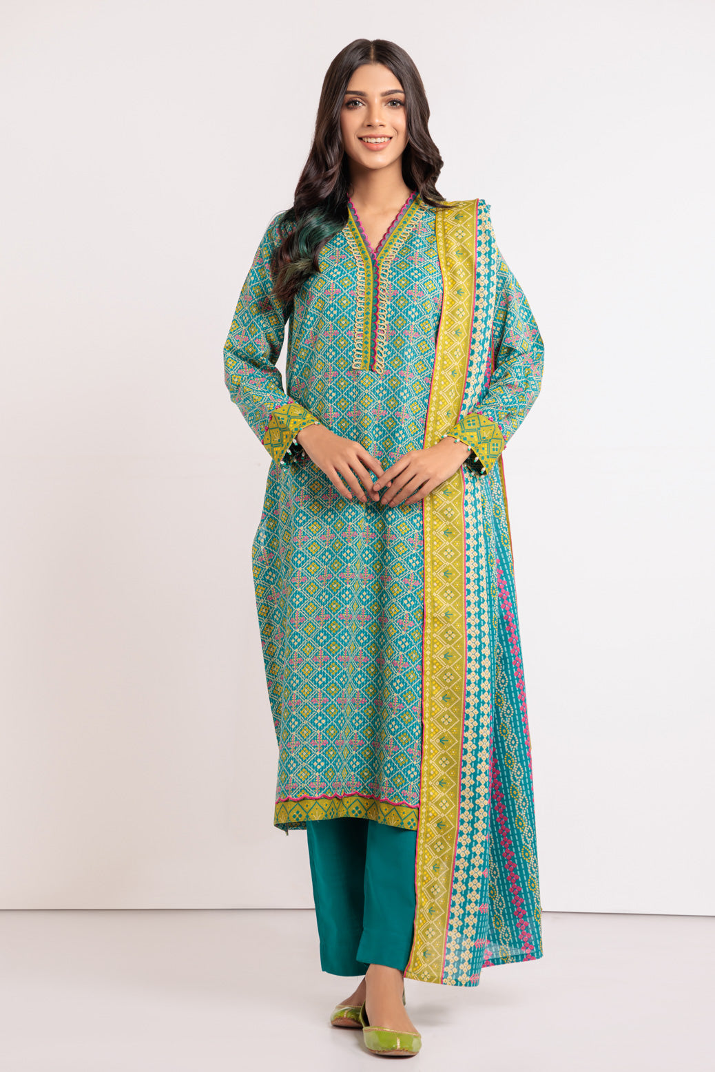 TEAL-KHADDAR-3 PIECE- (WSS223P26)