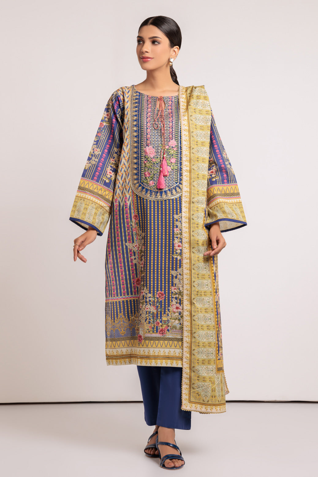 BLUE-KHADDAR-3 PIECE (WSS223P68)