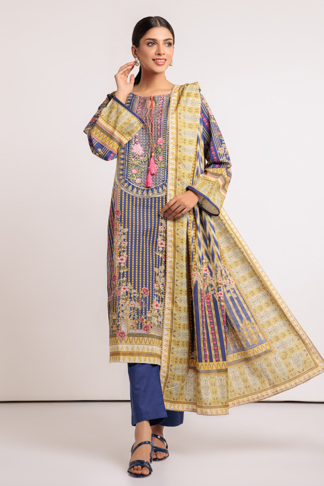 BLUE-KHADDAR-3 PIECE (WSS223P68)