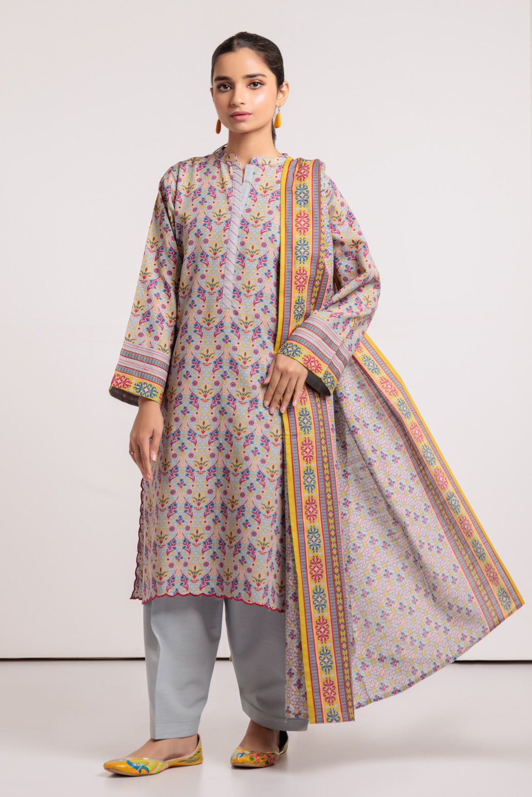 GRAY-KHADDAR-3 PIECE (WSS223P69)