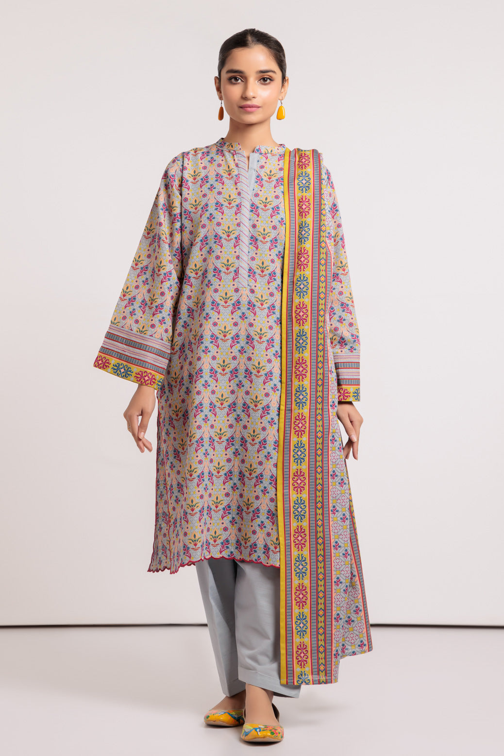 GRAY-KHADDAR-3 PIECE (WSS223P69)