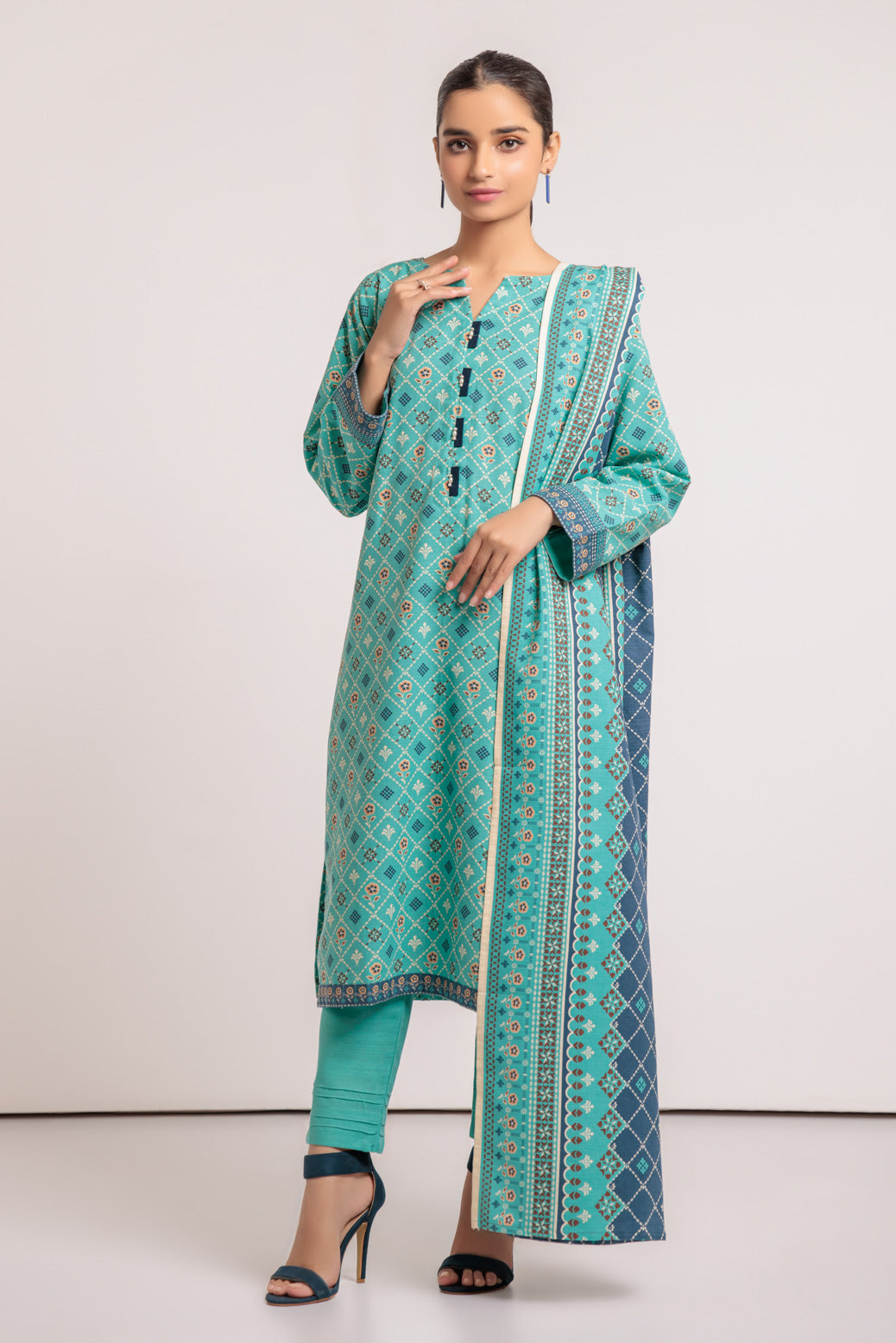 GREEN-KHADDAR-3 PIECE (WSS223P78)