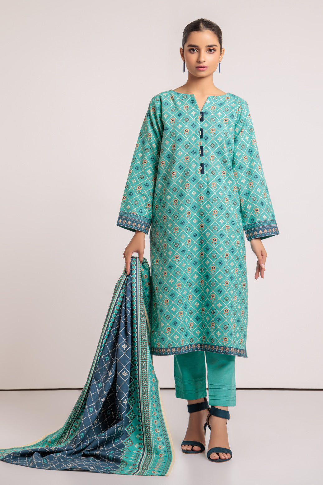 GREEN-KHADDAR-3 PIECE (WSS223P78)